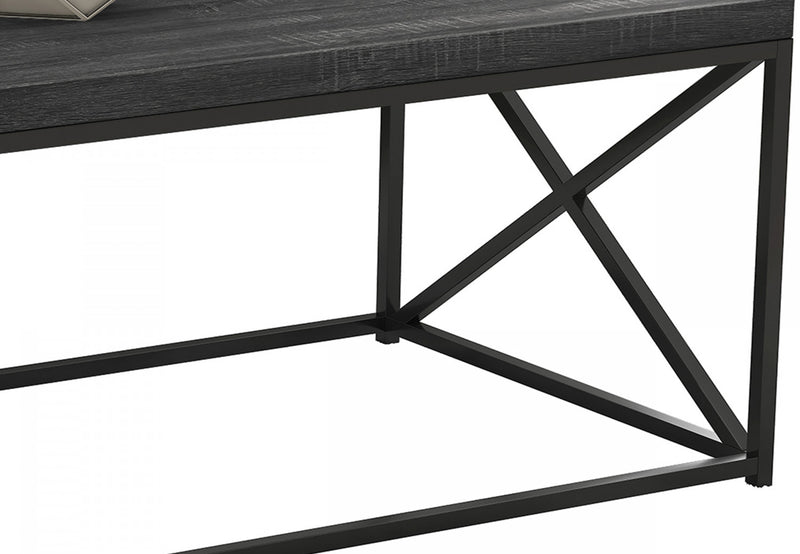 44\" Coffee Table Dark Grey Wood With Black Metal