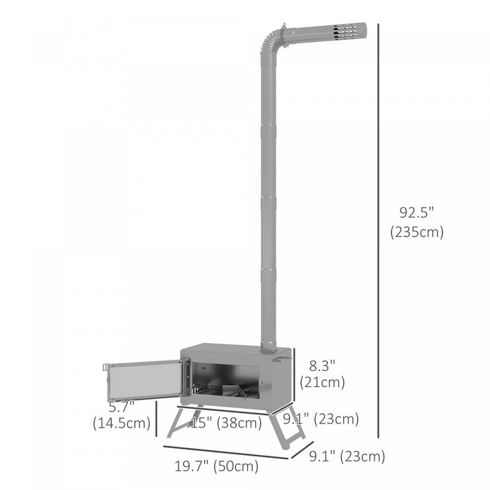Outsunny Hot Tent Wood Stove With Chimney, Foldable Legs And Carry Bag