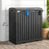 Outsunny 58 Gallon Double Outdoor Garbage Bin with Dual Lid, Side Holder, Waterproof Plastic Garbage Can with Drip Trays, Outdoor Waste Trash Can for Patio, Backyard, Garden, Black
