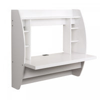 Floating Desk with Storage - White