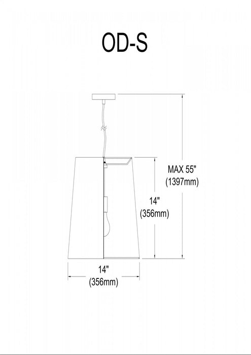 Dainolite Oversized Drum 1 Light Pendant Small White/Gold Shade Lamp