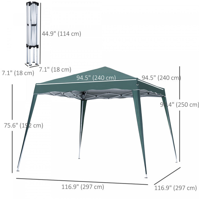 Outsunny 8' X 8' Pop Up Canopy Foldable Outdoor Canopy Tent W/ Bag, Green