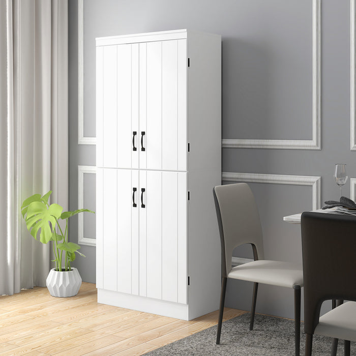 HOMCOM Kitchen Pantry Storage Cabinet, 6-tier Pantry with 4 Doors, White