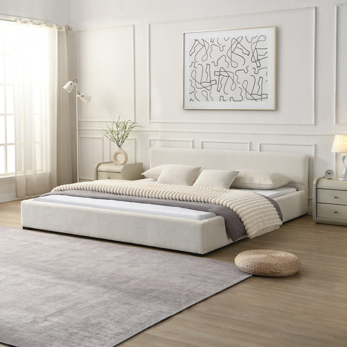 Charlotte Elegant Wide-edge Upholstered Bed,King Size, Beige King Bed