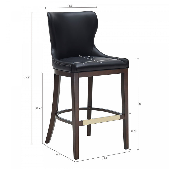 Blair Modern Wood Upholstered Barstool in Black