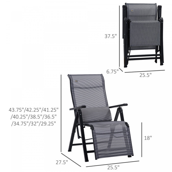Outsunny 2 Piece Zero Gravity Chairs Set, Patio Loungers For Outdoor, Grey