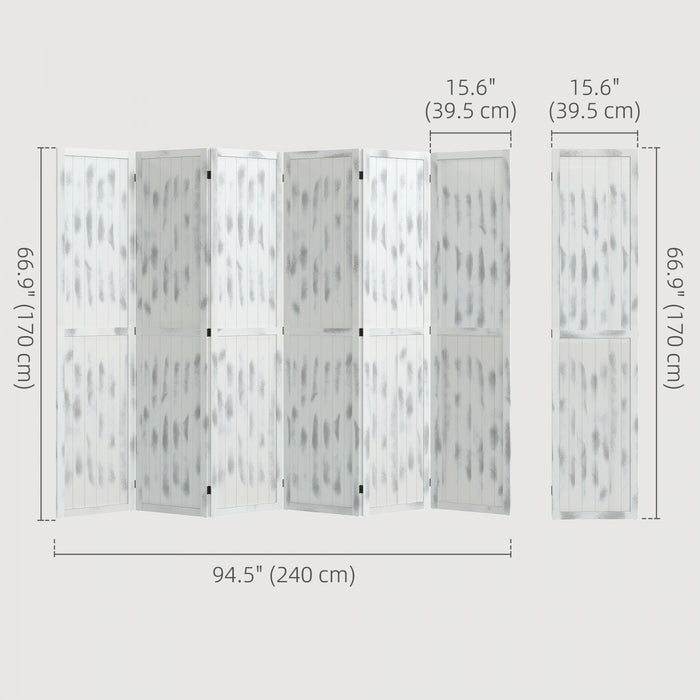 Homcom 5.5' 6 Panel Room Divider Folding Privacy Screen Panels, White