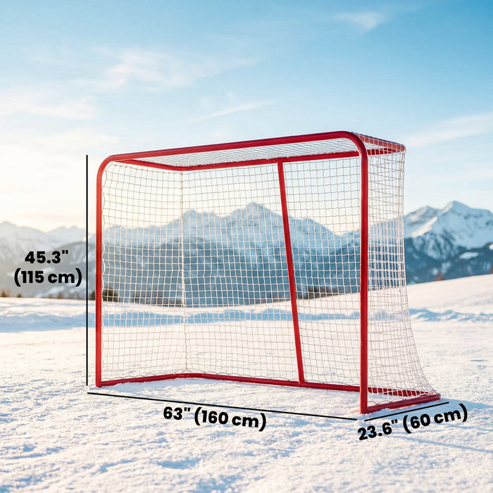 Soozier 5' x 4' Hockey Goal, Easy Set Up Hockey Net with Steel Frame, PE Mesh, Street Hockey Net, Lightweight & Portable, Indoor & Outdoor Training Equipment