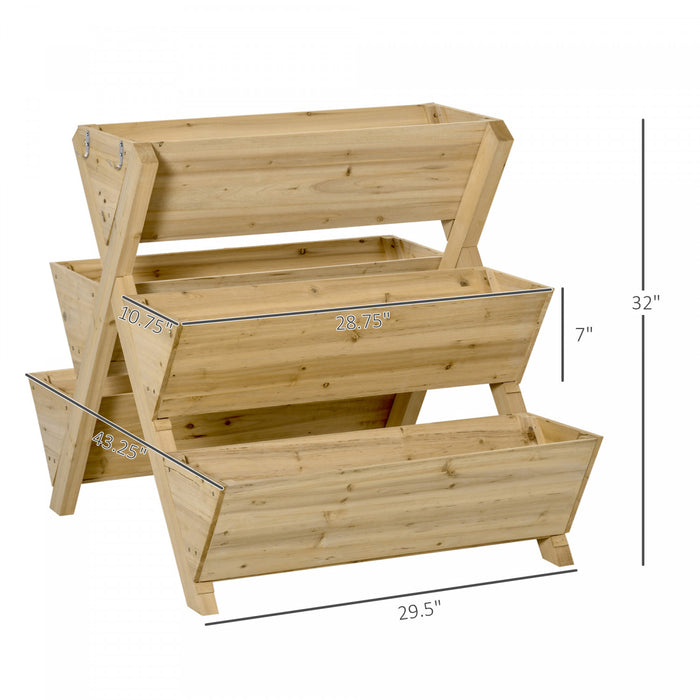 Outsunny Raised Garden Bed Wood, Freestanding Planter Stand With 5 Planting Boxes And 4 Hooks, Good For Herbs, Flowers, Or Vegetables In Patio Balcony Indoor Outdoor