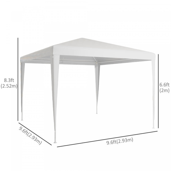 Outsunny 10x10ft Party Tent Portable Gazebo, Folding Garden Canopy Event Shelter Outdoor Sunshade White