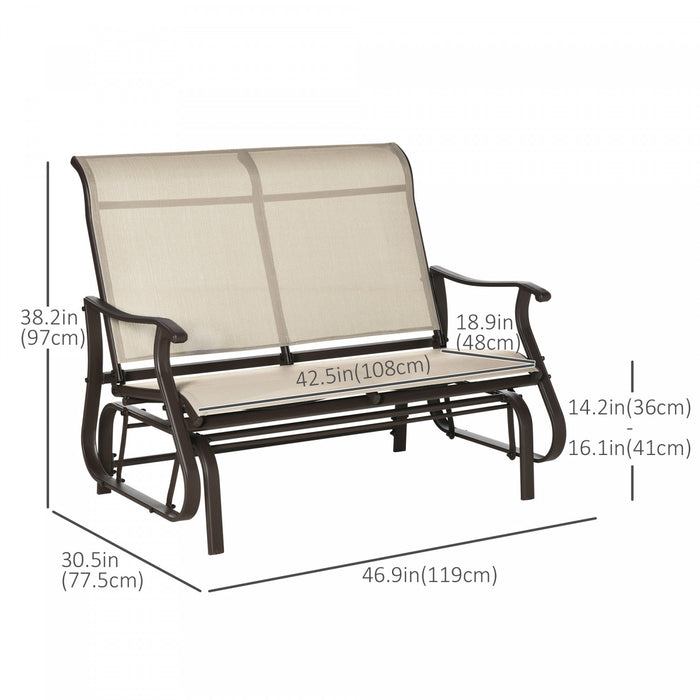 Outsunny 2-person Outdoor Glider Chair For Outdoor, Backyard, Khaki
