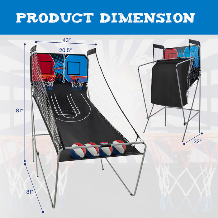 Costway Dual Shot Basketball Arcade Game With 8 Game Modes Arcade Sound Electronic Scoring Red