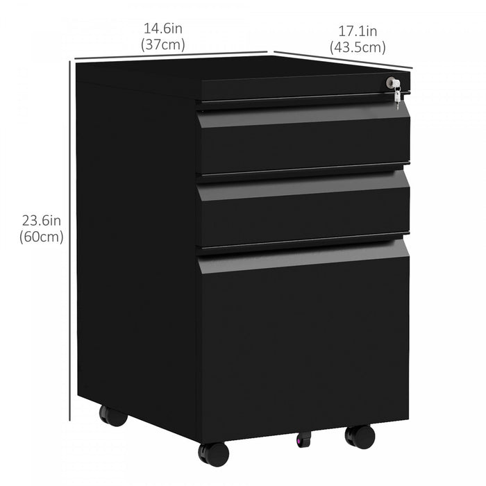 Vinsetto 3-drawer Vertical Filing Cabinet For Letter A4 Legal Size