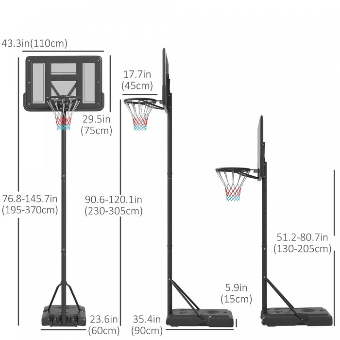 Soozier Portable Basketball Hoop, Poolside Or Backyard, For Youth Adults