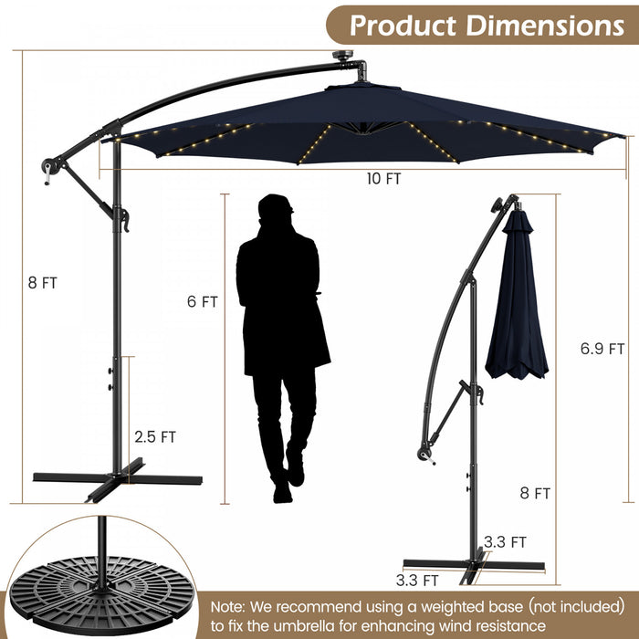 Costway 10FT Patio Solar-Lighted 112 LED Cantilever Offset Umbrella Crank Tilt Outdoor