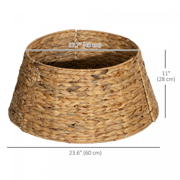 Homcom 24\" Hyacinth Christmas Tree Base Cover Hand Woven Tree Ring Natural
