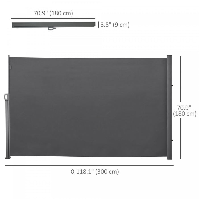 Outsunny 118\" X 71\" Retractable Side Awning Folding Privacy Screen Grey