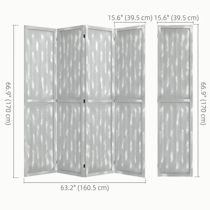 Homcom 5.5' 4 Panel Room Divider Folding Privacy Screen Panels, Grey