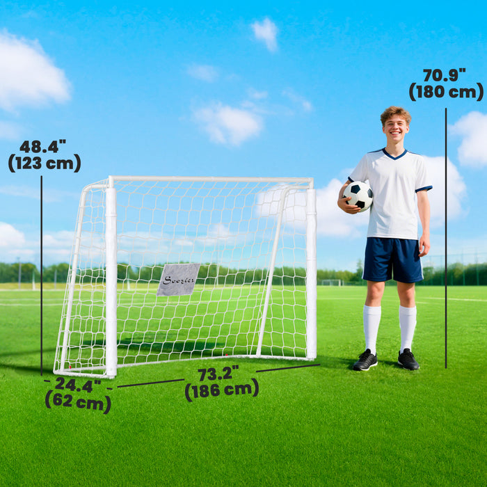 Soozier 6ft x 4ft Soccer Goal Net with Metal Frame, Easy Assembly, White