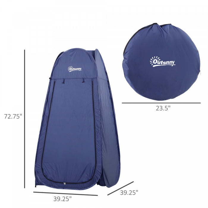 Outsunny Pop Up Shower Tent Portable Dressing Changing Room Privacy Shelter Tents For Outdoor Camping Beach Toilet And Indoor Photo Shoot W/ Carrying Bag, Navy Blue