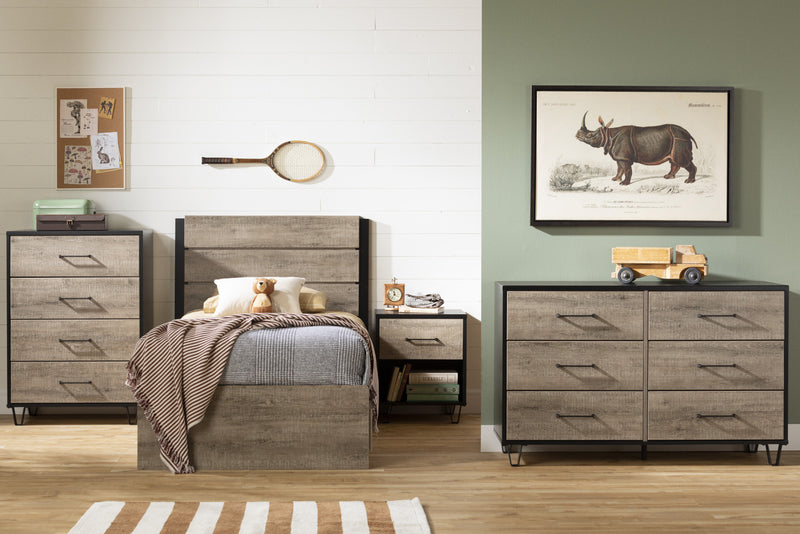 Arlen 6-drawer Dresser - Weathered Oak And Matte Black 