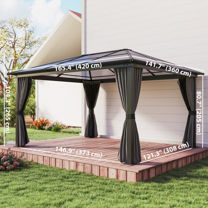 Outsunny 12' x 15' Hardtop Gazebo with Polycarbonate Roof, Aluminum Frame