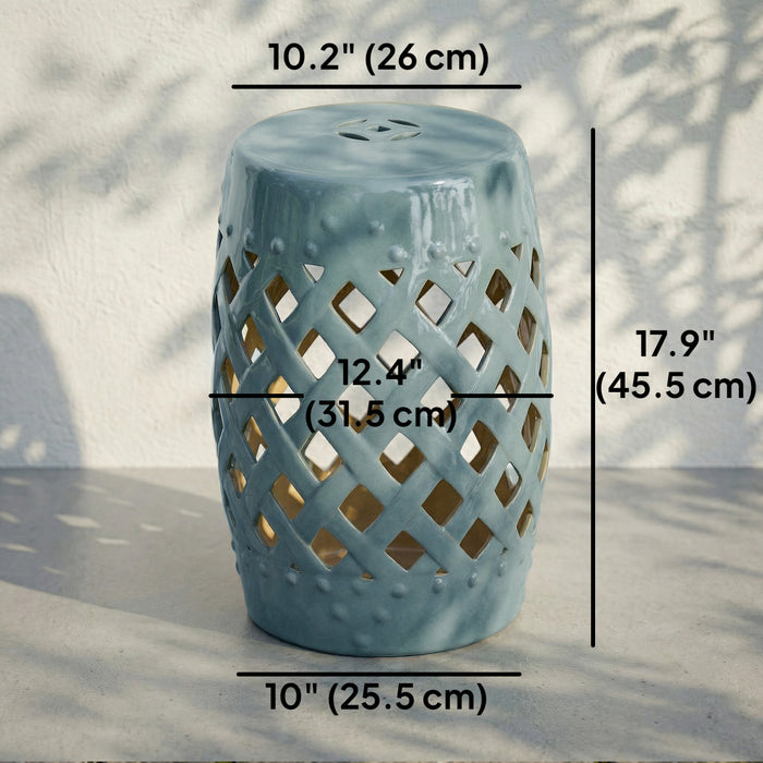 Outsunny 13\" x 18\" Outdoor Ceramic Garden Stool, Blue