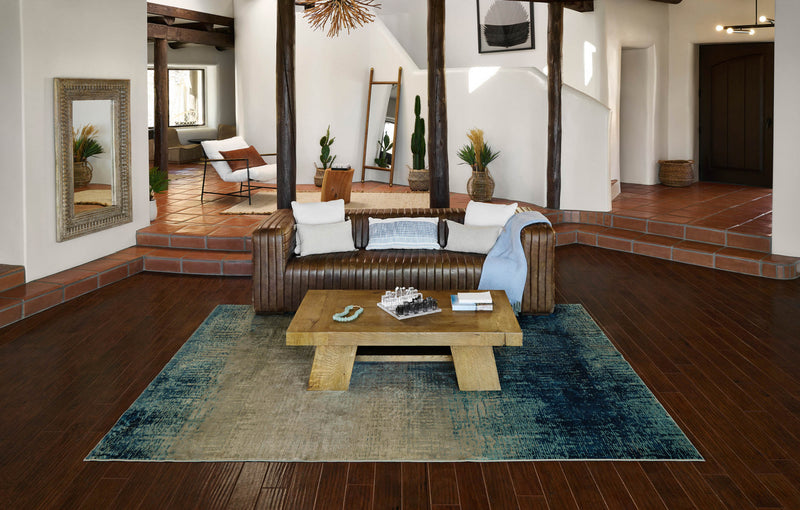 Sable Contemporary 7'9\" x 9'10\" Area Rug in Blue Indoor Area Rug