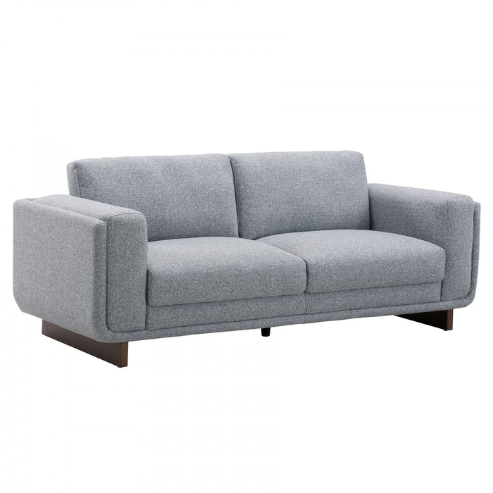 Caden 83 in. Textured Weave Fabric Sofa with Block Arms and Wood Legs - Grey