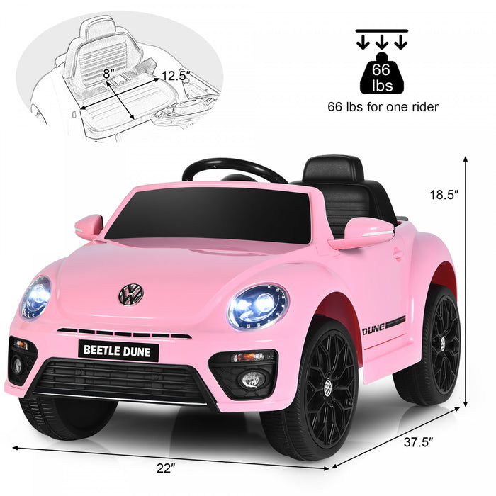 Costway 12v Kids Ride On Car Licensed Volkswagen Beetle W/ Remote Control & Music Pink