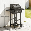 Outsunny 2 Burner Propane Gas Grill, 18,400 BTU Portable Natural Gas BBQ with Foldable Side Shelves, Wheels, Bottom Storage, Built-in Thermometer, Warming Rack, Black