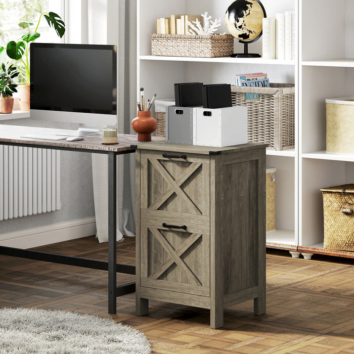 HOMCOM File Cabinet with 2 Drawers Filing Cabinet for A4 Letter, Grey Wash
