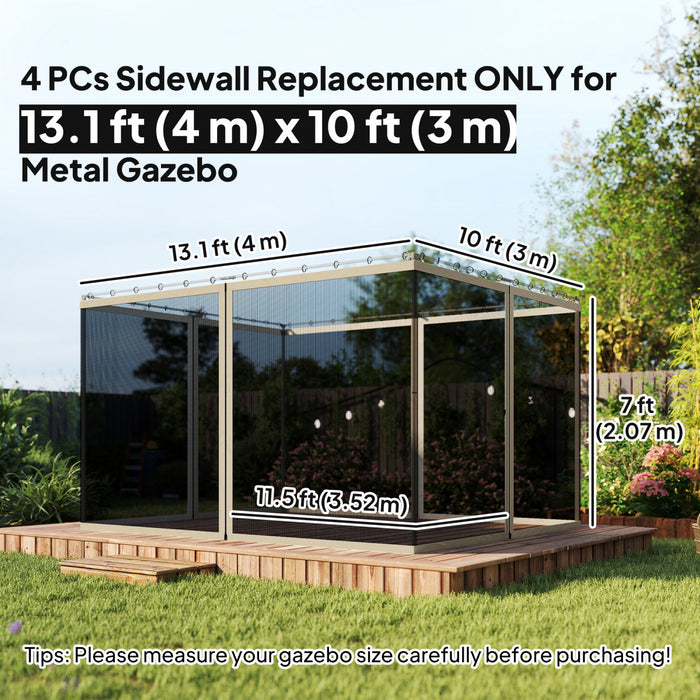 Outsunny 10' x 13' Gazebo Replacement Mosquito Netting Screen Walls, Khaki