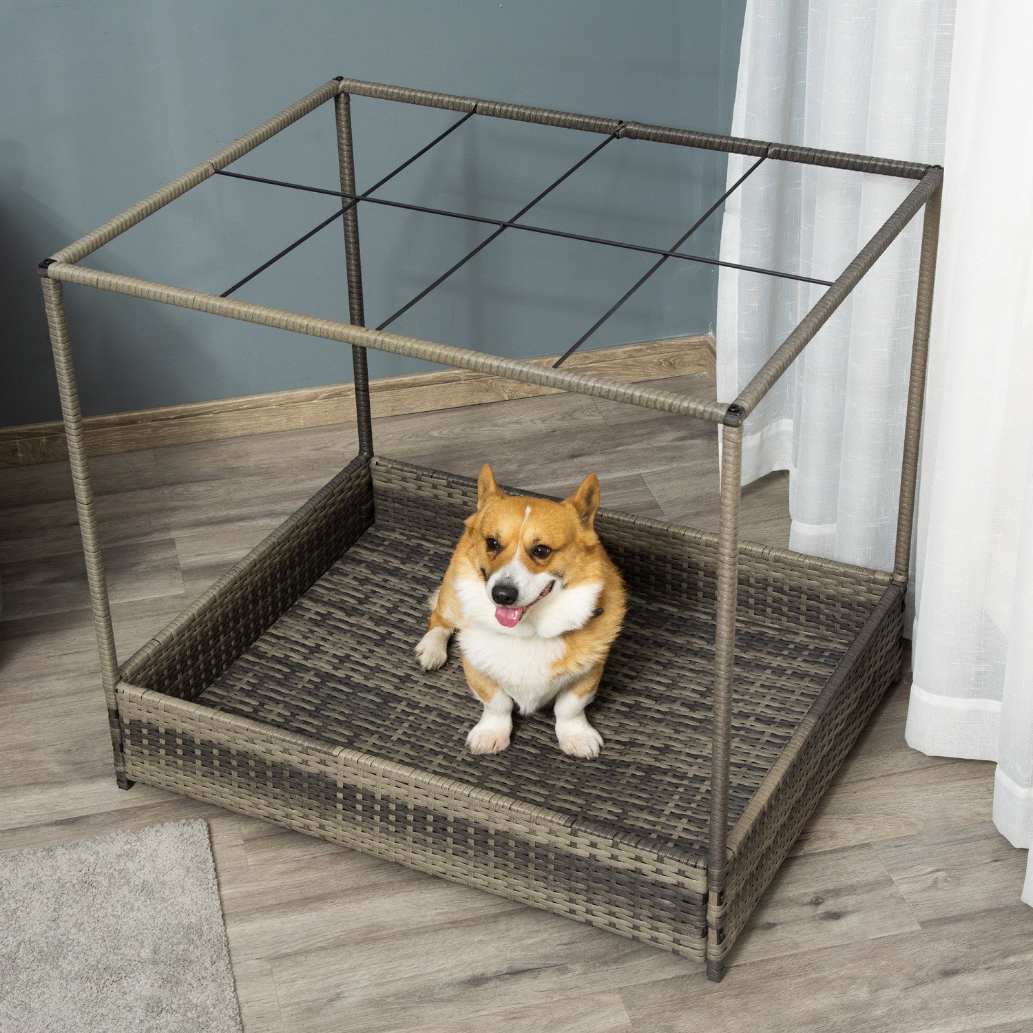 Pawhut Wicker Dog House For Indoor Outdoor Elevated Pet Sofa Ratt. The Brick