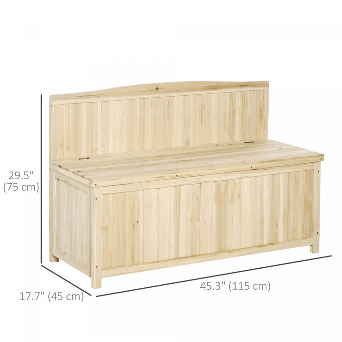 Outsunny Wooden Garden Bench With Storage Box, Outdoor Seating, Natural