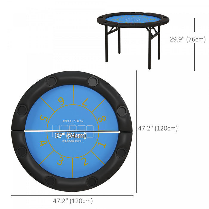 Soozier 47\" Foldable Poker Table 8 Player Blackjack Game Table, Black