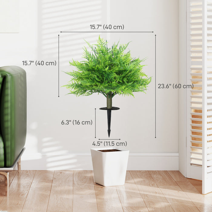HOMCOM Artificial Boston Ferns UV-Resistant , 23.6\" Fake Plants, Green