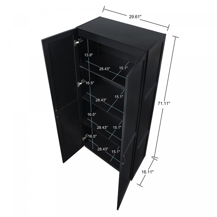 Cornelia Modern 30\" Storage Cabinet in Black (4-Shelf)