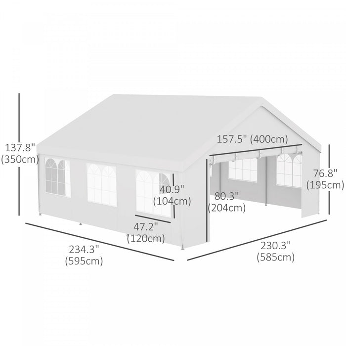 Outsunny 19.5' X 19' Party Tent, Uv Protective, With 2 Doors And 6 Windows