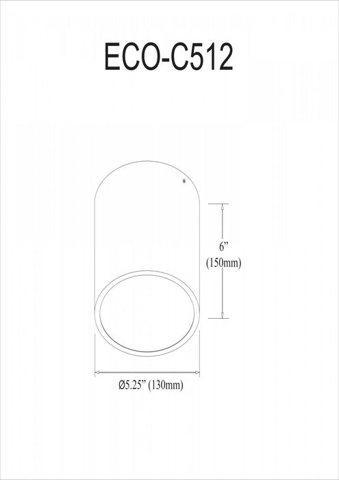 Dainolite Echo Flush Mount 12w Matte White Frosted Acrylic Diffuser Lamp