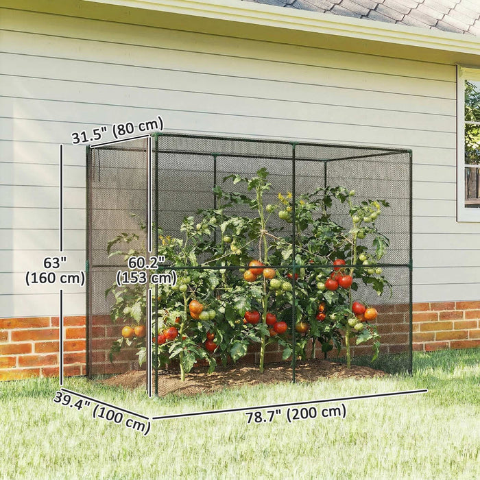 Outsunny Crop Cage, Large Plant Protection Tent with Zippered Door, Black