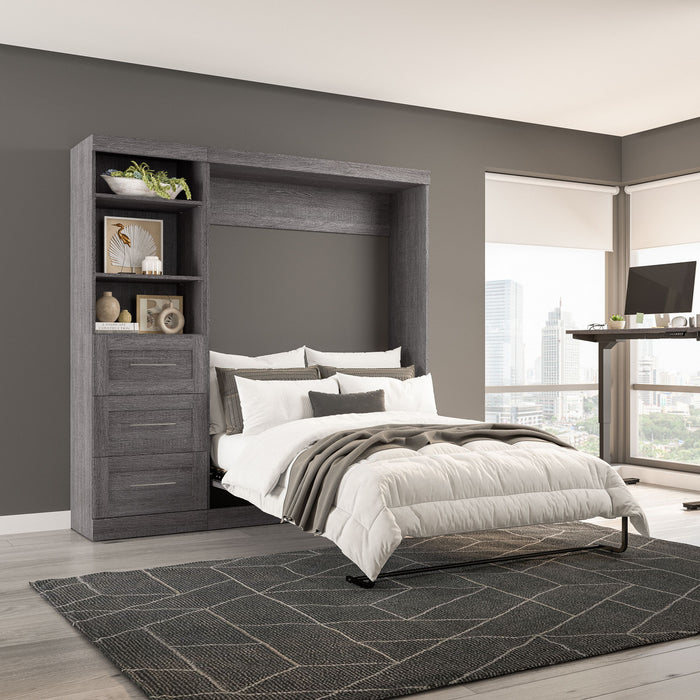 Bestar Pur Full Murphy Bed and Storage Unit with Drawers 84-Inch Wall Bed - Bark Grey