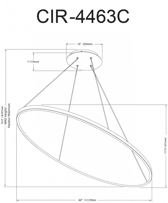 Dainolite Circulo Horizontal Chandelier 63w Silver Finish White Silicone Diffuser Lamp