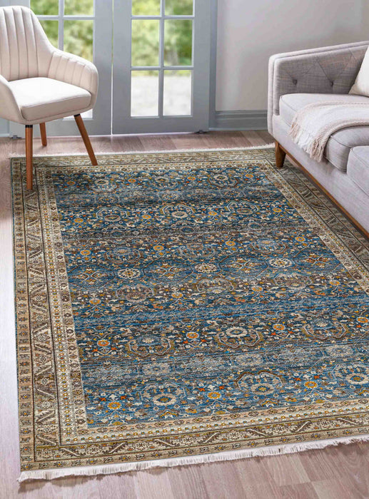 Gianna Traditional 8'0\" x 10'0\" Area Rug in Blue Indoor Area Rug