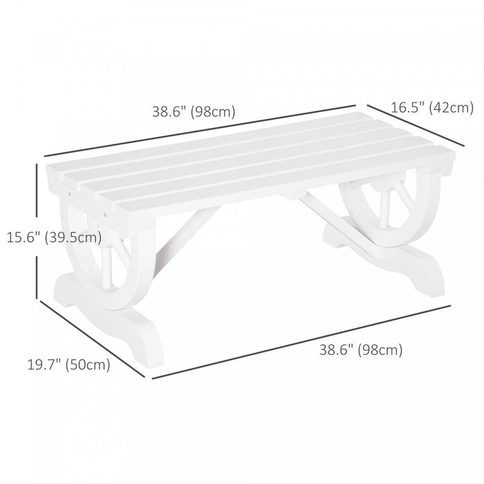 Outsunny Rustic Wood Outdoor Bench, Garden Bench For 2-person, White