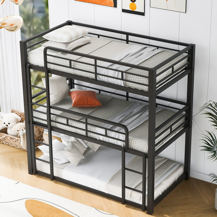 Jenny Twin Triple Space-saving Metal Bed With 3 Sleeping Levels, Black