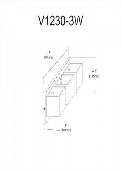 Dainolite Verona 3 Light Vanity Light Polished Chrome Finish White Glass Shade Lamp