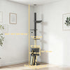 PawHut Floor to Ceiling Cat Tree, 5-Tier Cat Tower Adjustable Height 87"-94.5" with Sisal Scratching Post, Condo, Hammock, Ramp, Climbing Activity Center for Indoor, Dark Grey