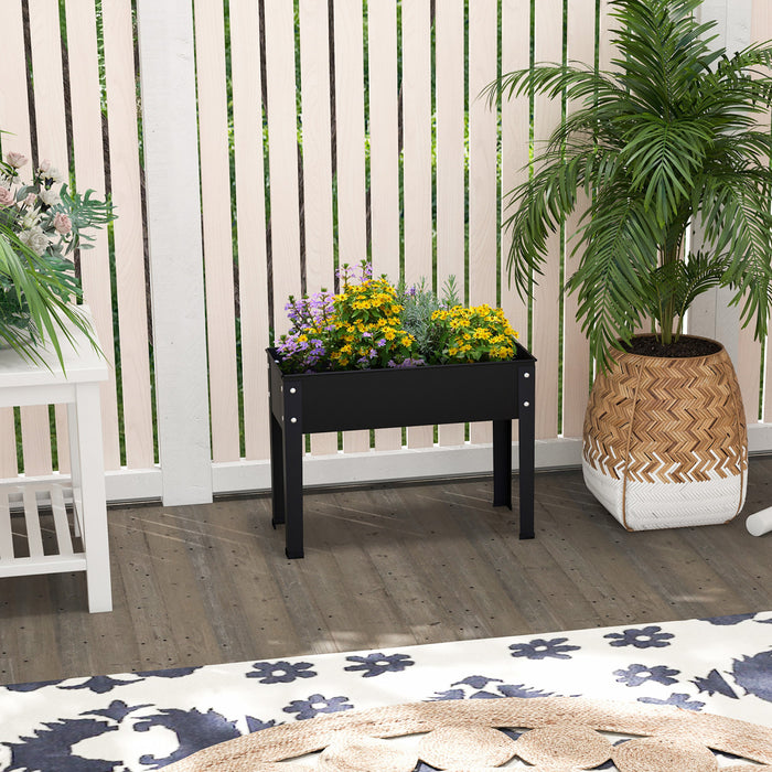 Costway 24\" Raised Garden Bed With Legs Metal Elevated Planter Box Drainage Hole Backyard