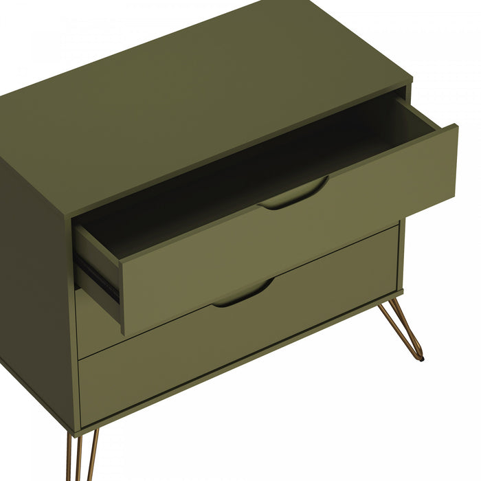 Avira Mid-Century Modern 35\" Dresser in Olive Green (3-Drawer)